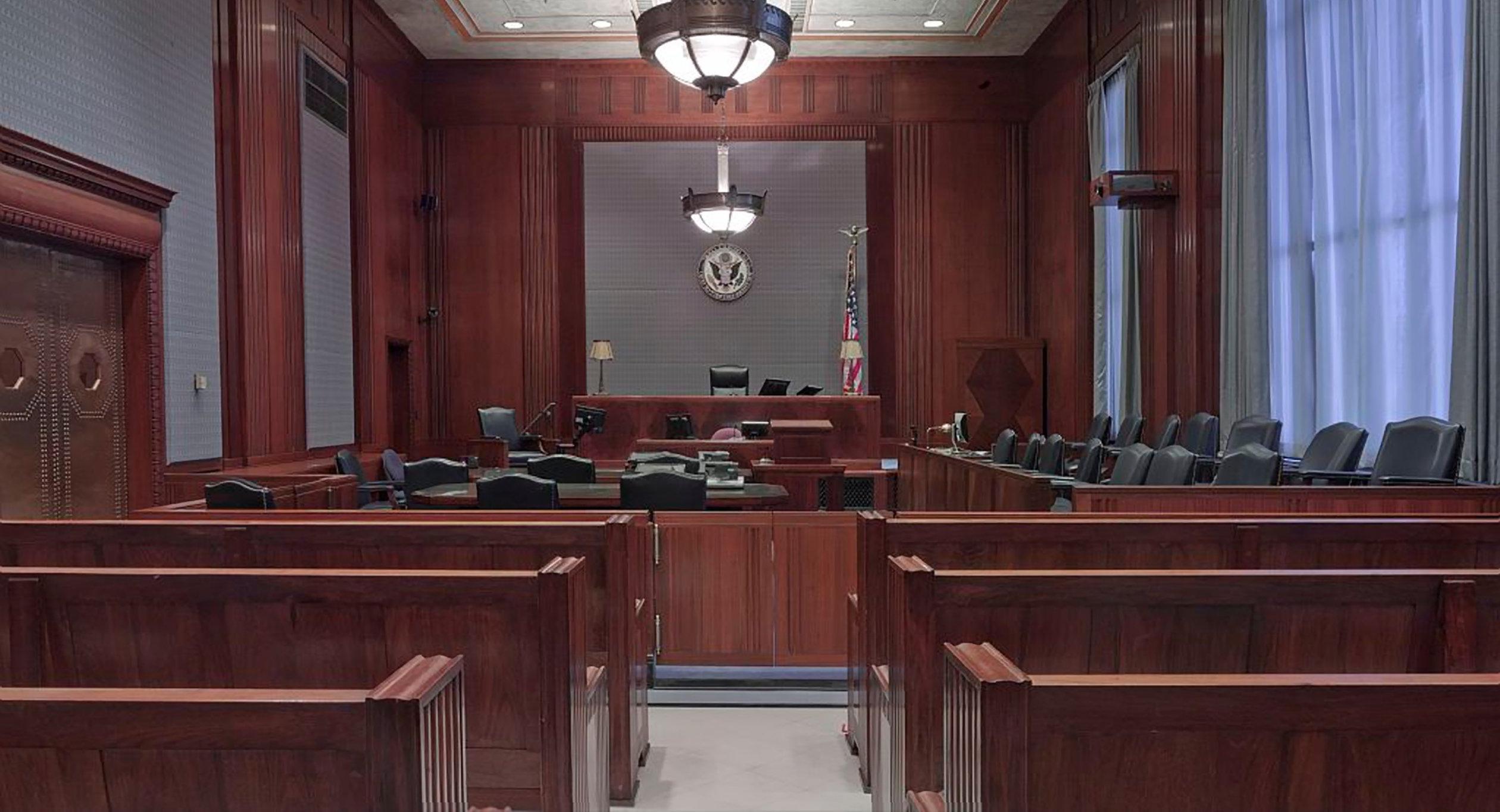 Courtroom interior.