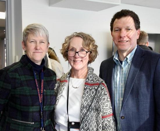Dean Gary Leising, Senior Associate Provost Anne Damiano, and Interim Provost Stephanie Nesbitt, stand together at the opening of the Center for Faculty Excellence on January 17, 2023.